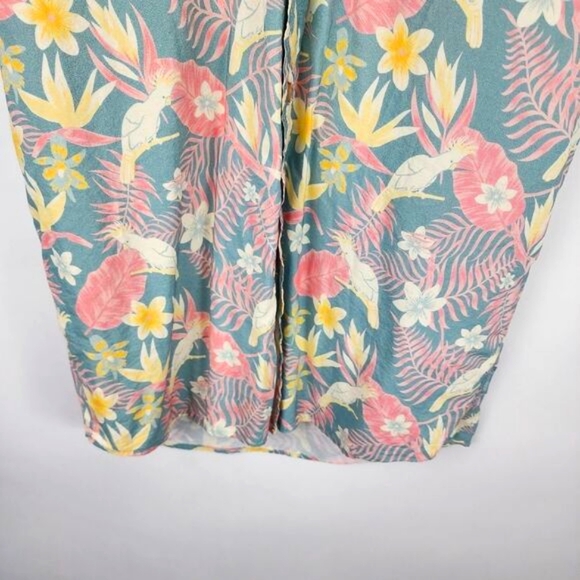 TIPSY ELVES MENS LARGE FLORAL PASTEL SHORT SLEEVE BUTTON DOWN HAWAIIAN BIRD - Picture 3 of 7